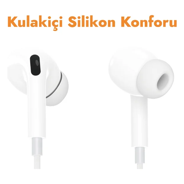 Lucatech Samsung F02s / F04 / F13 / F23 / F41 / F42 / F52 / F54 / F62 Uyumlu Silikonlu Type-C Kulaklık - Beyaz - Görsel 2