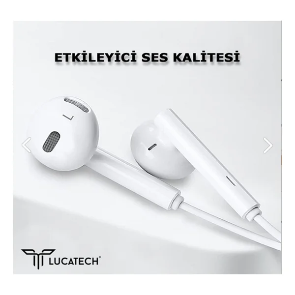 Lucatech Samsung Galaxy A10 / A11 / A12 / A13 / A14 / A20 / A21 / A22 / A23 Uyumlu Jack Girişli Kulaklık - Beyaz - Görsel 4