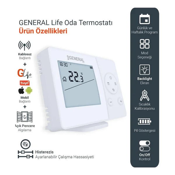 General Life Senna Ht301s Kablosuz Dijital Oda Termostatı - Görsel 4