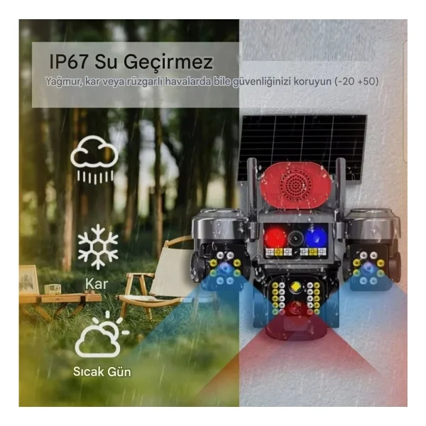 Avenir Av-S263w Beyaz 3 Kameralı 6mp Güneş Panelli Solar Wi-Fi Ptz Kamera - Görsel 5