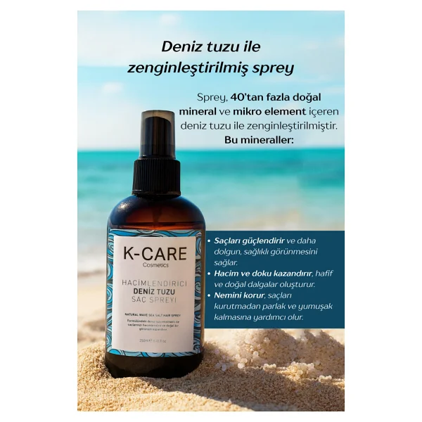 K K-Care Cosmetics Hacimlendirici Deniz Tuzu 250 Ml Saç Spreyi - Görsel 3