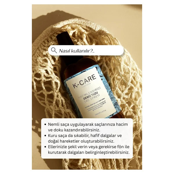 K K-Care Cosmetics Hacimlendirici Deniz Tuzu 250 Ml Saç Spreyi - Görsel 4