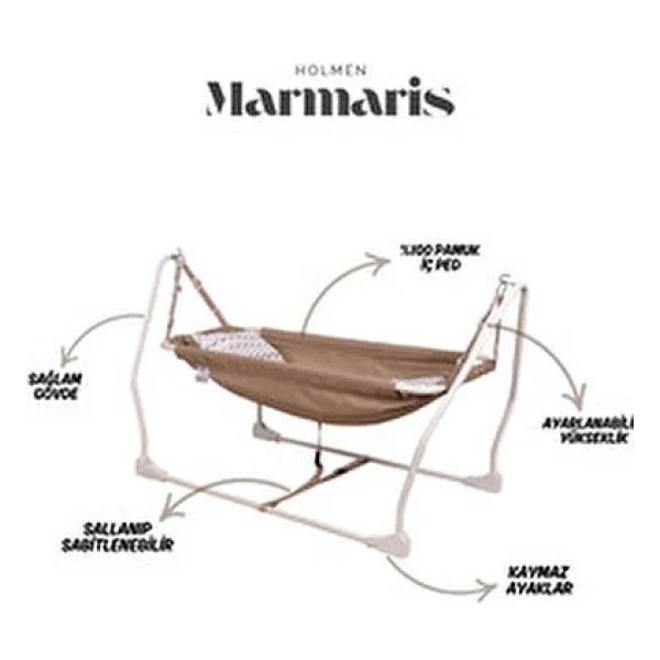 Holmen Marmaris Katlanabilir Bebek Hamağı Gold - Görsel 7