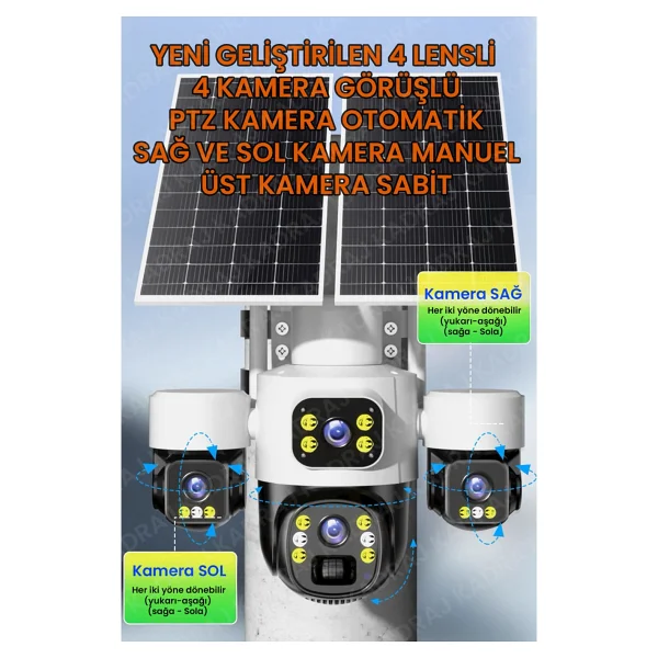 Kadraj X34b - 4 Kameralı, 4g SIM Kartlı, 2 Solar Panel Destekli, 50gb Türk Telekom M2m Hat Hediyeli - Görsel 4