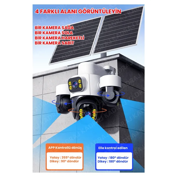 Kadraj X34b - 4 Kameralı, 4g SIM Kartlı, 2 Solar Panel Destekli, 50gb Türk Telekom M2m Hat Hediyeli - Görsel 5