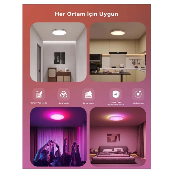 Govee Rgbww + Rgbıc Yuvarlak RGB Akıllı LED Armatür - Görsel 3