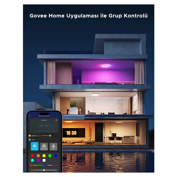 Govee Rgbww + Rgbıc Yuvarlak RGB Akıllı LED Armatür - Görsel 6