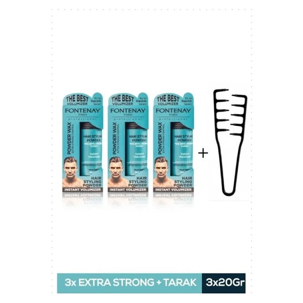 Fontenay Saç Şekillendirici Pudra Toz Wax Matt Effect 20gr X3 + Mucizevi Saç Tarağı 4'lü Set - Görsel 5