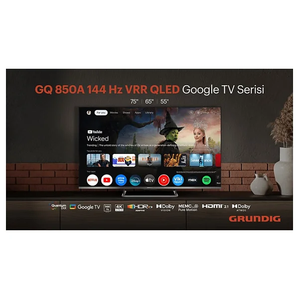 Grundig 55 Gq 850a 4K Ultra HD 55" 140 Ekran Uydu Alıcılı Google Smart QLED TV - Görsel 8