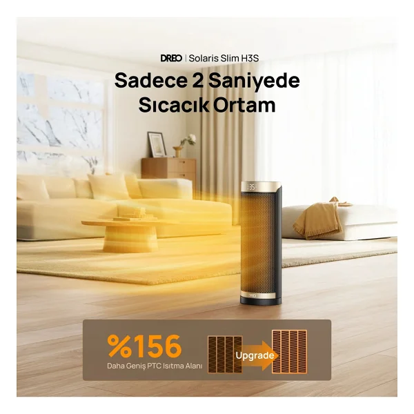 Dreo Solaris Slim H3s 1500 W Seramik Fanlı Isıtıcı - Görsel 2