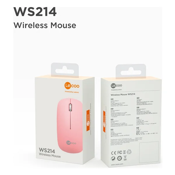 Lenovo Lecoo Ws214 Pembe Sessiz Ergonomik Optik Kablosuz Mouse - Görsel 8