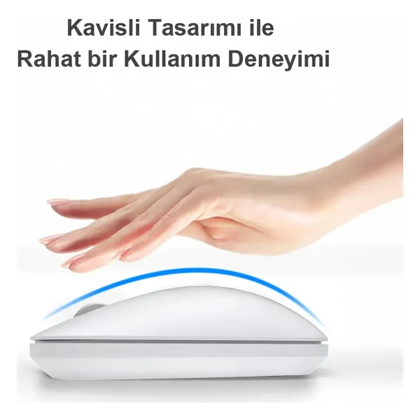 Lenovo Lecoo Ws214 Beyaz Sessiz Ergonomik Optik Kablosuz Mouse - Görsel 5