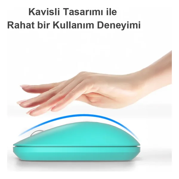 Lenovo Lecoo Ws214 Turkuaz Sessiz Ergonomik Optik Kablosuz Mouse - Görsel 4