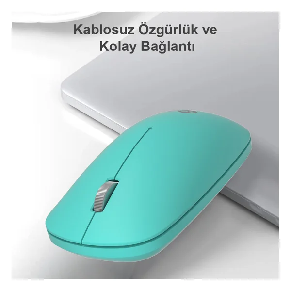 Lenovo Lecoo Ws214 Turkuaz Sessiz Ergonomik Optik Kablosuz Mouse - Görsel 5