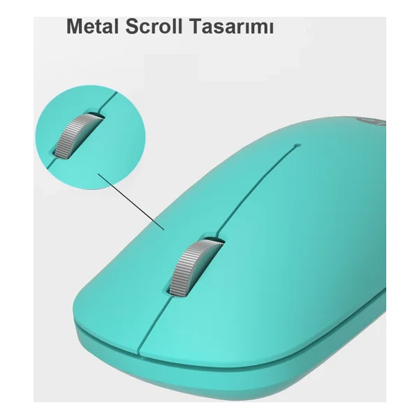 Lenovo Lecoo Ws214 Turkuaz Sessiz Ergonomik Optik Kablosuz Mouse - Görsel 6