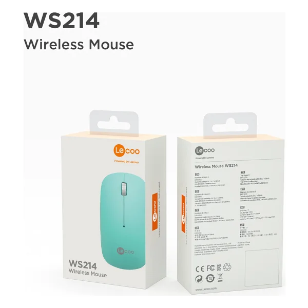 Lenovo Lecoo Ws214 Turkuaz Sessiz Ergonomik Optik Kablosuz Mouse - Görsel 8