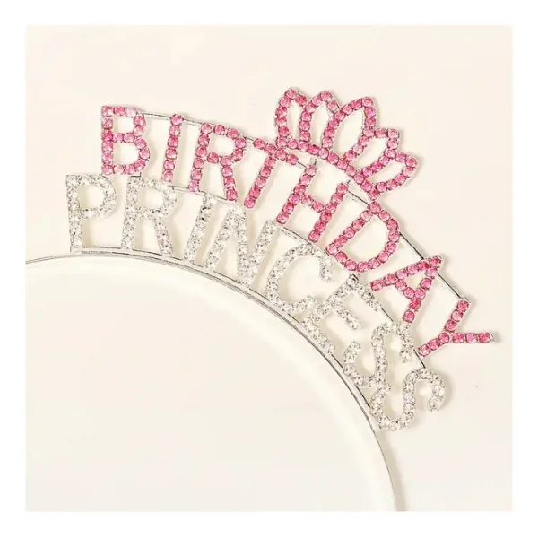Kristal Tasli Pembe Birthday Princess Yazili Parti Taci 19x11 Cm - Görsel 6