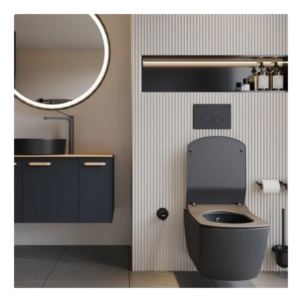 Creavit Elegant Rim-Off Eg321-00kk00e-0000 Siyah Asma Klozet - Görsel 3