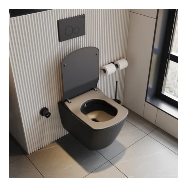 Creavit Elegant Rim-Off Eg321-00kk00e-0000 Siyah Asma Klozet - Görsel 4