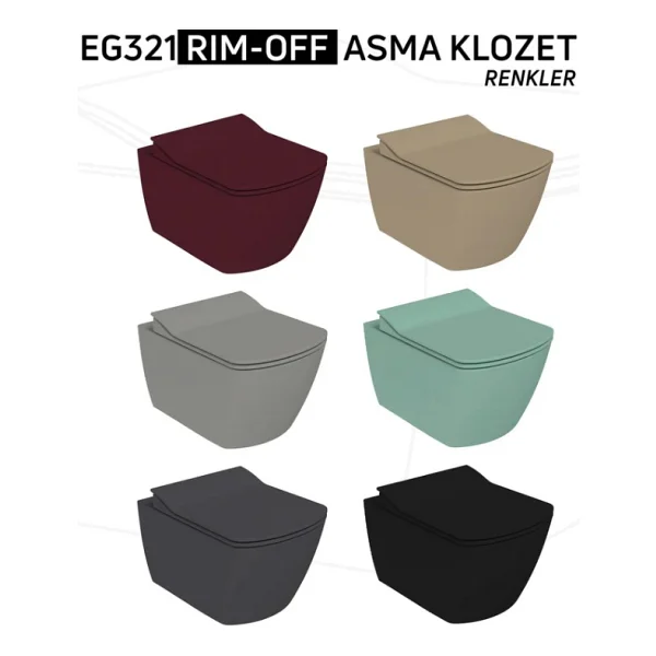 Creavit Elegant Rim-Off Eg321-00kk00e-0000 Siyah Asma Klozet - Görsel 5