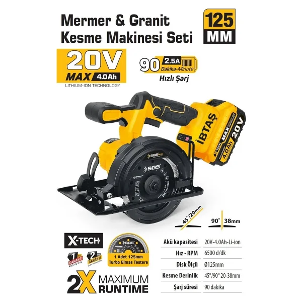 Sgs 5540 20 V 125 Mm Fayans Kesme Makinesi - Görsel 2