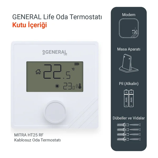 General Life Mitra Ht25 Rf Kablosuz Oda Termostatı - Görsel 2