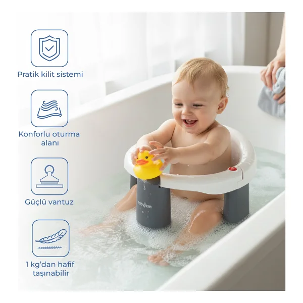 Babyjem Önden Açılır Banyo Ve Mama Oturağı Beyaz - Görsel 8