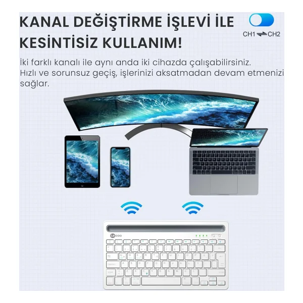 Lenovo Lecoo Bk100 Beyaz Tkl Kablosuz Klavye - Görsel 5
