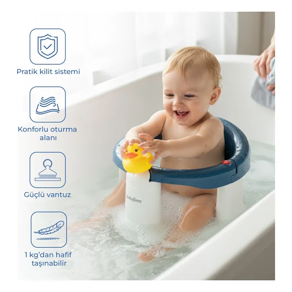 Babyjem Önden Açılır Banyo & Mama Oturağı Indigo Mavi - Görsel 9