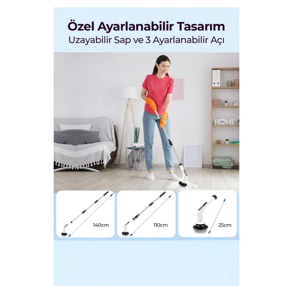 Robo 9 Başlıklı Şarjlı Dijital Temizlik Fırçası - Görsel 6