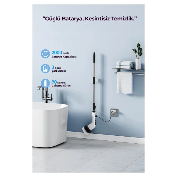 Robo 9 Başlıklı Şarjlı Dijital Temizlik Fırçası - Görsel 8