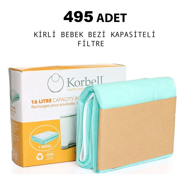 Korbell 495 Adet Kirli Bebek Bezi Kapasiteli Çöp Poşeti (3 Adet) - Görsel 2