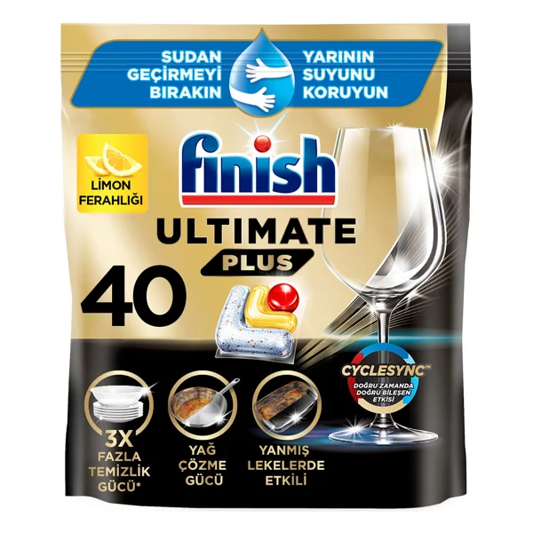 Finish Ultimate Plus Limon Ferahlığı Bulaşık Makinesi Tableti 40'lı - Görsel 2