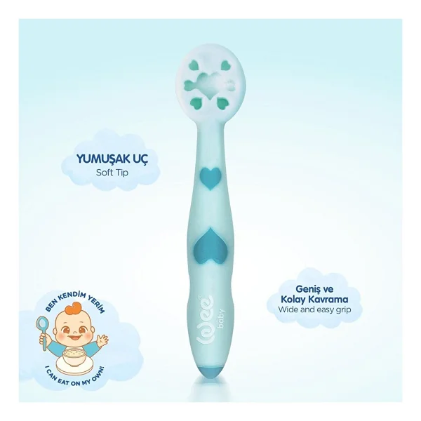 Wee Baby Yumuşak Uçlu Püre Kaşığı Mavi (3 Adet) - Görsel 3