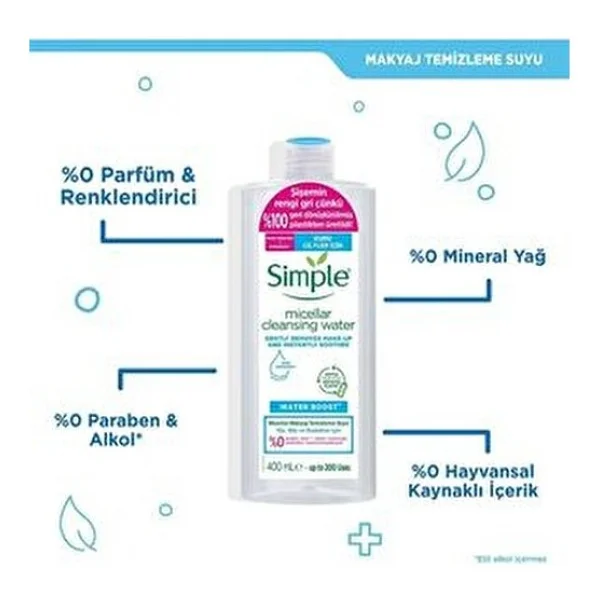 Simple Water Boost Micellar 400 Ml Makyaj Temizleme Suyu - Görsel 5