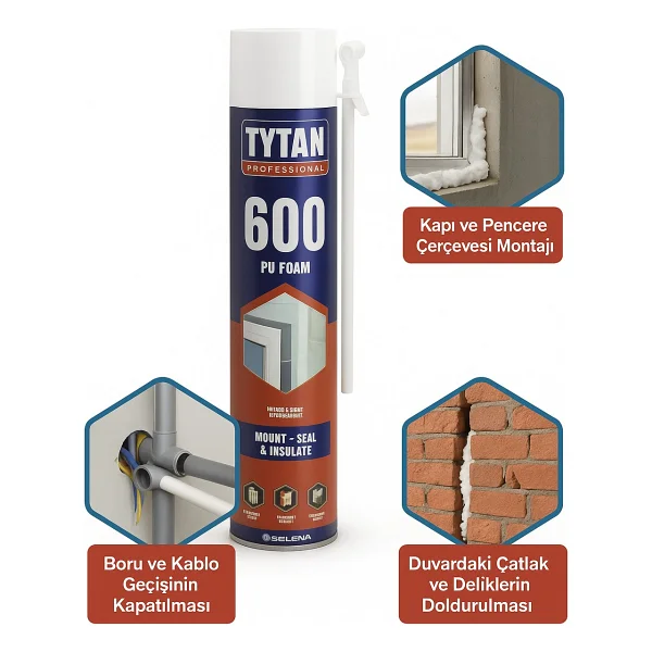 Tytan Polyfix 600 Gr Poliüretan Montaj Dolgu Köpüğü Professional Ses Ve Isı Yalıtımı Pipetli - Görsel 2