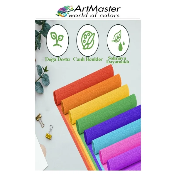 Artmaster Krapon Kağıdı Mor Renk 5 Adet 50x200 Cm Grapon Kağıdı 5'li Okul Proje Sınıf Anaokulu Kreş Süsleme - 50x200cm - Standart - Görsel 2