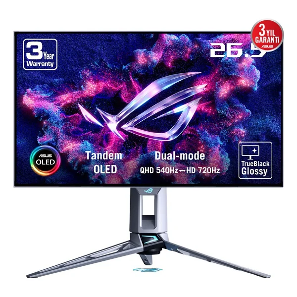 Asus Rog Swift OLED Pg27aqwp-W 26.5" 0.02 Ms 2k 540 Hz - HD 720 Hz Pivot OLED Oyuncu Monitörü - Görsel 2