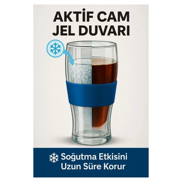 Erkugo Soğuk Tutucu Jel Bardak - Çift Cidarlı, Dondurulabilir Bira, Meşrubat, Kokteyl Bardağı - Görsel 5