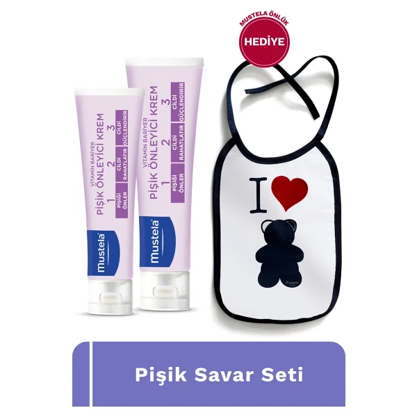 Mustela Önlük Hediyeli Pişik Savar Seti - Bebek Pişik Önleyici Doğal Kökenli Bakım Kremi 100ml + 50ml - Görsel 2