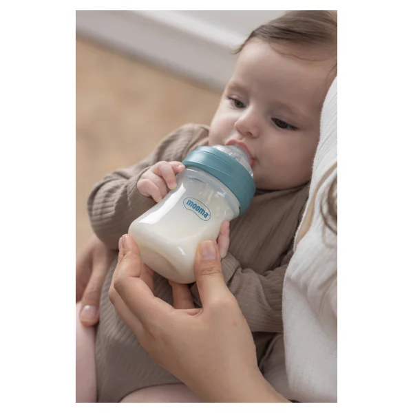 Mooma Kindy 0-6 Ay Yavaş Akış Mavi Biberon 150 Ml - Görsel 2