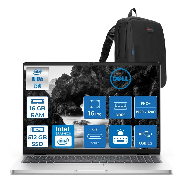 Dell Pro 16 Pc16250235 Ultra 5 235u 24 GB 256 GB SSD Intel Graphics 16" Wuxga Notebook - Görsel 8