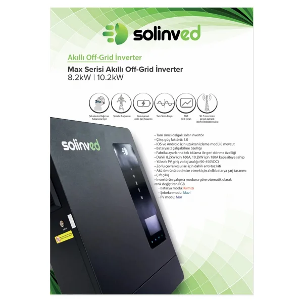 Solinved Max 8.2 kW 48 V 500 VOC MPPT Inverter - Görsel 4