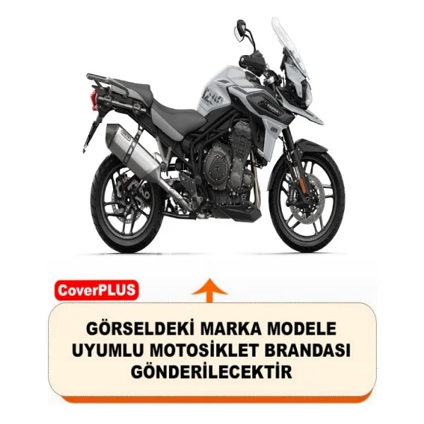 Encover Triumph Tiger Reflektörlü Siyah-Gri (Arka Çanta Uyumlu) Motosiklet Brandası,Motor Branda Motor Örtüsü (Güvenlik Kilidi Ve Bağlantı Tokalı) - Siyah Gri - Reflektörlü Arka Çanta Uyumlu - Görsel 2