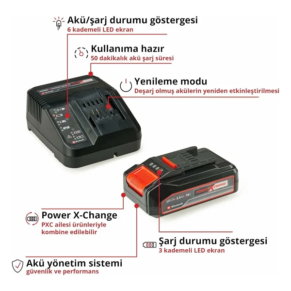 Einhell Te-Cn 18 Li Çift Akülü 2.5 Ah Çivi Çakma Makinesi - Görsel 6