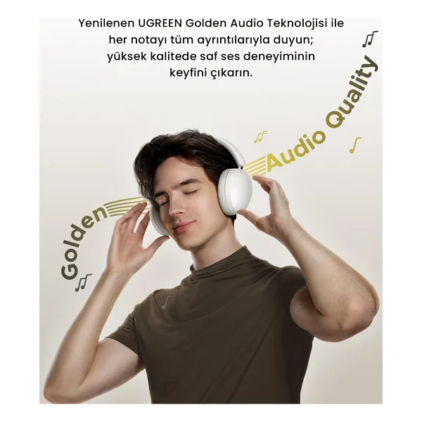 Ugreen Hitune Max 2 ANC Beyaz Kulak Üstü Bluetooth Kulaklık - Görsel 10