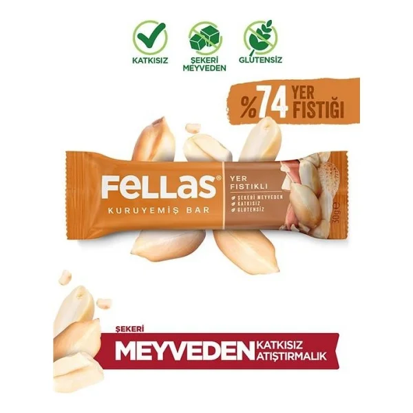 Fellas Yer Fıstıklı Kuruyemiş Bar 30 Gr X 12 Adet - Görsel 8