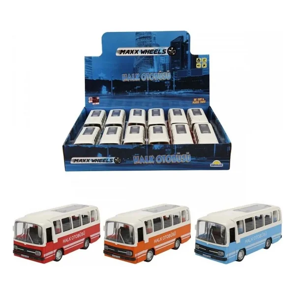 Maxx Wheels Sesli Ve Işıklı Nostaljik Mavi 15 Cm Halk Otobüsü 3097 - Görsel 4