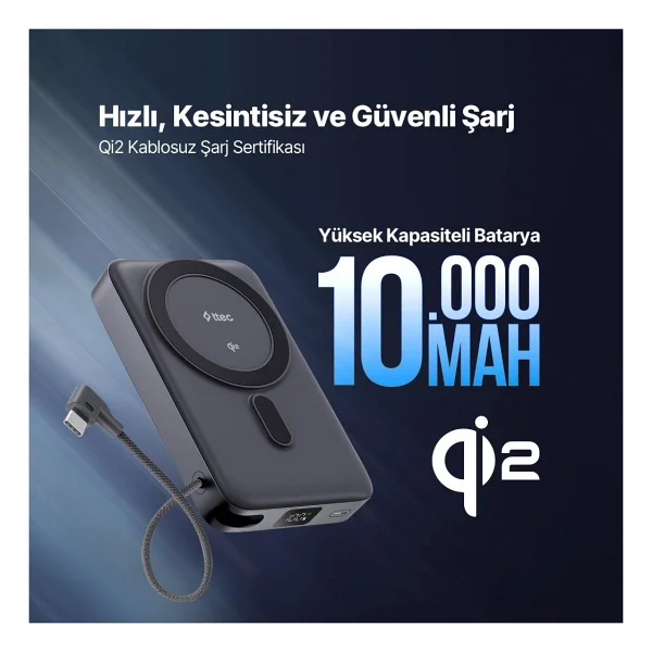 Ttec Recharger Pro M Lcd 2bb264ug 10000 mAh Hızlı Şarj Magsafe Powerbank - Görsel 2