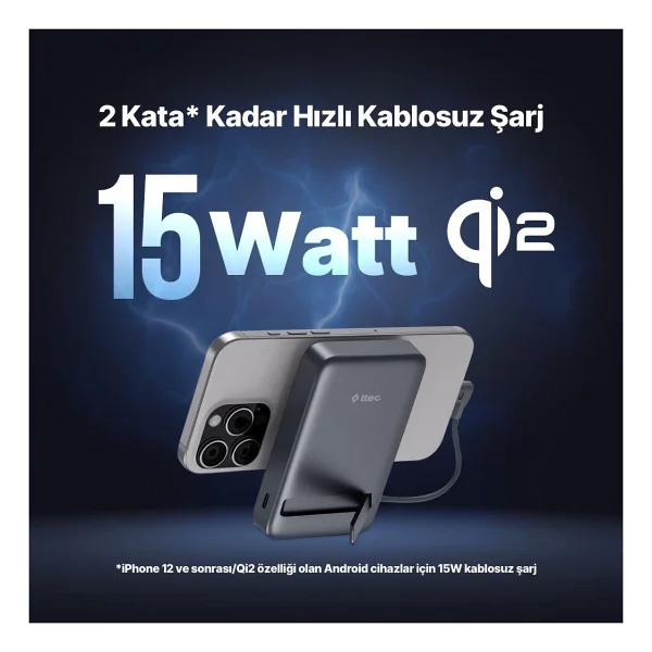 Ttec Recharger Pro M Lcd 2bb264ug 10000 mAh Hızlı Şarj Magsafe Powerbank - Görsel 3